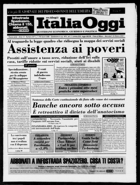 Italia oggi : quotidiano di economia finanza e politica